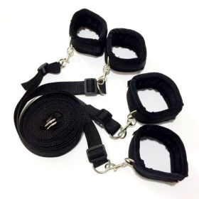 1 Set Of BDSMS Bed Restraints Kit; Wrist Leg Restraint System Hand & Ankle Cuff Bed Restraints Sex Bondage Position Support Sling Sex Play (Items: B, Color: BLACK)