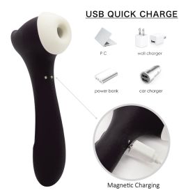 SexToy Sucking and Vibrating Nipple Vibrator Clitoralis Sucker For Women Toy Female Sexual Wellness Adult Toys Women Stimulation Couples Waterproof Se (Color: BLACK)