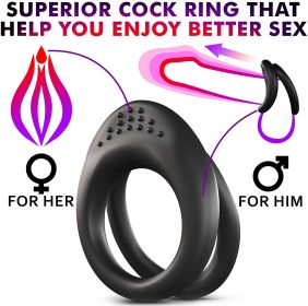 Cock Ring for Men Erection Enhancing Stay Harder Strechy Penis Ring with Triple Penis Rings Personal Cockrings Male Adult Sex Toys for Men Couples Ple (Color: BLACK)